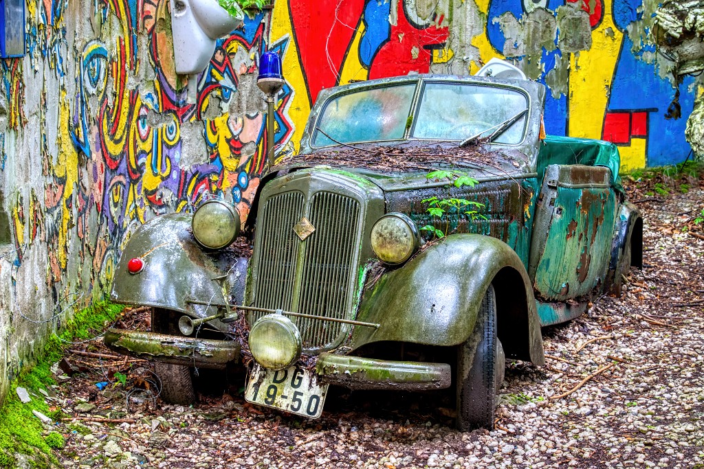 HDR Auto Skulpturen Park museum Neandertal oldtimer urbex decay abandoned derelict abandonne Michael Fröhlich froehlich Duitsland deutschland kunst art